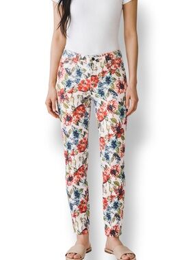 4/$20 Needle & Cloth Size 12 Floral Print Skinny Ankle Jeans Stretch White